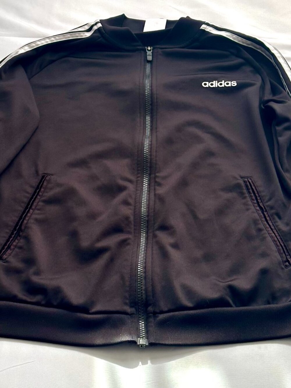 Adidas Black Sports Jacket | Zip Up | Classic Stripes | Unisex | Size Medium